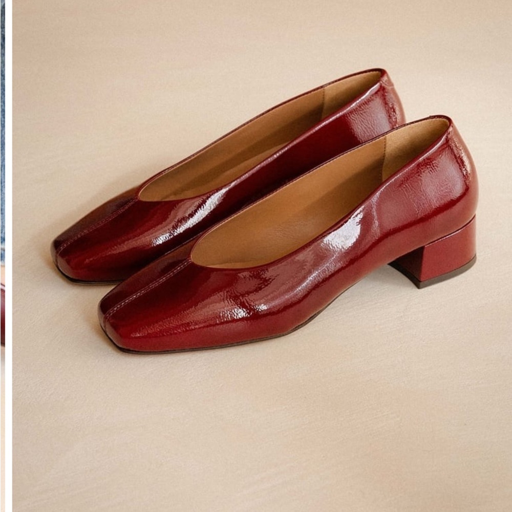 Bobbie’s zelie red leather pumps